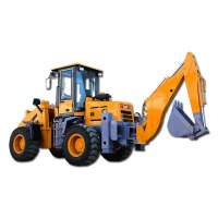 four wheel cheap Backhoe loader, backhoe loader with 0.3cbm excavator bucket front bucket 1.3cbm